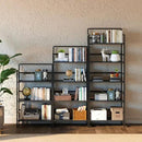 4NM No Assembly Foldable Bookshelf, 4-Shelf Collapsible Bookcase Storage for Small Spaces, 54" H, All Black by CozyNest Decor