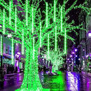 Dazzle Bright 288 LED Christmas Light, 11.8 Inch Meteor Shower Rain Lights with 8 Tubes, Waterproof Plug in Falling Rain Lights Christmas Decorations for Xmas Bushes Tree Yard Party (Green)