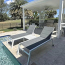 PURPLE LEAF Outdoor Chaise Lounge Set Adjustable Sunbathing Recliner with Side Table for Poolside Beach Outside Patio Aluminum Chaise Lounger Grey by GreenHaven Gardens