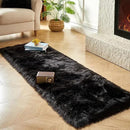 AMTOVO Faux Fur Rug, Black Ultra Soft Fluffy Shag Sheepskin Rug, 2 x 6 ft Runner Area Rugs for Bedroom Sofa Throw Cushion Room Decor, Rectangle by CozyNest Decor
