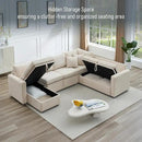 7 - Seater Sofa Bed, Large U - Shaped Modular Sectional Sofa, Oversized Pull - Out Sleeper with Storage for Living Room, Beige by CozyNest Decor