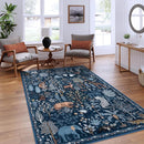 OJIA Jungle Print Blue 5x7 Rugs for Living Room, Soft Ultra-Thin Washable Area Rugs for Bedroom Non-Slip Modern Entryway Rug Non Shedding Indoor Carpet Kids Rugs for Playroom Nursery Classroom by TinyTreasures Baby Boutique