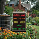 Funny Welcome Sarcastic Garden Flag Outdoor Decorations Go Away Family Tolerated Friends Small Double Sided Burlap art Stained Glass Style Garden Flags 12 x 18 Inch for Outside by GreenHaven Gardens
