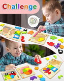 Yetonamr Wooden Toddler Puzzles Gifts Toys for 1 2 3 Years Old Boys Girls, 8 Vehicle Shape Montessori Toy Educational Blocks Kids Toys Gift Baby Learning Toy Age 1-3, 2-4 by TinyTreasures Baby Boutique