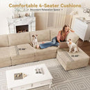 Modular Sectional Sofa with Chaise U Shaped Sectional Couch for Living Room, 5-Seater Comfy Cloud Couches, Plush Corduroy, Beige by CozyNest Decor