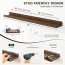 Fun Memories Picture Ledge Shelf, 36 Inch Floating Shelves for Wall, Nursery Bookshelf for Storage, Rustic Elm Wood Photo Ledge Shelves for Bedroom, Living Room, Kitchen (Walnut, 36in Set of 2) by TinyTreasures Baby Boutique