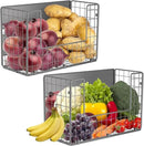 Magnetic Shelf for Fridge, Fruit Potato & Onion Storage Bins, Pantry Organizers & Storage, Large Container Magnetic Basket for Refrigerator, Kitchen Counter,Cabinet Magnetic Fridge Organizer Silver 2 by CozyNest Decor