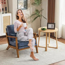 Karl home Accent Chair Wide Armrest Mid-Century Lounge Chair Chenille Armchair with Lumbar Pillow & Solid Wood Frame for Living Room, Bedroom, Balcony, Dusty-Blue by CozyNest Decor