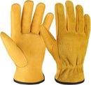 OZERO Leather Work Gloves Flex Grip Tough Cowhide Gardening Glove for Wood Cutting/Construction/Truck Driving/Garden/Yard Working for Men and Women 1 Pair (Gold,X-Large) by GreenHaven Gardens