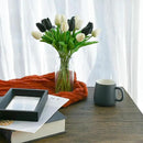 Mandy's Artificial Tulips 20 Stems Black and White PU Faux Flowers for Wedding Home Decor 13.5 Inch by CozyNest Decor