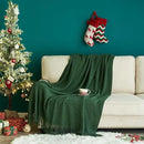 MIULEE Dark Green Knitted Throw Blanket for Couch Boho Textured Cozy Woven Blanket with Tassels for Sofa Chair Bed Living Room Acrylic Wave Pattern 50"x60" by CozyNest Decor