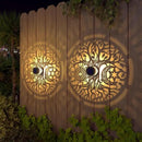 2 Pack Solar Fence Lights Metal Solar Powered Outdoor Wall Deck Step Lights Tree Theme Waterproof Fence Light for Garden Post Patio Backyard Yard Decor (Tree, 2 Pack) by CozyNest Decor