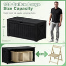 Greesum 120 Gallon Outdoor Storage Box with Lock - Large Resin Deck Box, Reinforced Lid for Garden, Patio, Lawn, Black by GreenHaven Gardens