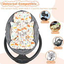 Infant Car Seat Insert, Soft Baby Car Seat Head & Body Support for Girl Boy, Reversible Newborn Preemie Carseat Insert Cushion with 3 Straps Pads Fits CarSeat, Stroller, Swing, Bouncer, Animals by TinyTreasures Baby Boutique