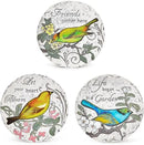 Sungmor 3PC Pretty Garden Stepping Stones, 9.5" Large Concrete Decorative Stones with Beautiful Pattern, Unique Outdoor Lawn Accents, Yard Walkway Flower Bed Wall Shelf Welcome Friends Decorations by CozyNest Decor