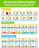 D-FantiX 30 Self-Correcting Number Puzzles, Double-Sided Addition and Subtraction Games, Kindergarten Math Games for Kids, Montessori Math Puzzles Educational Toys Preschool Learning Activities by TinyTreasures Baby Boutique