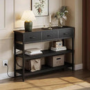 Lulive 2 Pack Entryway Table with Power Outlets, Console Table with 3 Fabric Drawers, Sofa Table for Living Room, Hallway, Couch, Foyer, Height Adjustable by CozyNest Decor