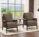 Modern Accent Chairs Set of 2 for Living Room Mid Century Arm Chairs Upholstered Bedroom Chairs Comfy Lounge Chairs with Solid Wood Frame, Dark Brown by CozyNest Decor