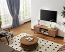 COMHOMA TV Stand for Living Room, Mid Century Modern Entertainment Center for 55/60/65 Inch TVs, Retro Brown TV Console with Fluted Door Cabinets and Open Adjustable Shelve Storage for Bedroom by CozyNest Decor