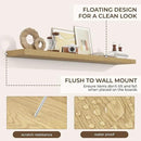 RICHFOCUS 72Inch Floating Shelves for Wall 2 Pack Shelves for Bedroom|Kitchen|Bathroom Wall Mounted Rustic Wood Floating Shelf with Invisible Brackets for Books|Storage|Decor, Oak by CozyNest Decor