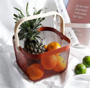 Metal Mesh Steel Basket, Storage Organizer Basket Multi-functional Hanging Kitchen Baskets Fruit Basket Bin with Bamboo Handle for Kitchen Bathroom Picnic Shopping Decor Cabinet Home, Red by GreenHaven Gardens
