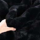 Black Fluffy Thick Fur Throw Blanket 50x60 for Bed Couch Office Chair Bunny Soft Blanket for Adults Gift Home Living Room Decorative Decor 860 GSM by CozyNest Decor