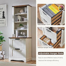 RedLemon Bookcase with 2 File Drawers, 72" Tall Farmhouse Bookshelf with Storage and Adjustable Shelves, 4 Tier Rustic Wood Bookshelf with Cabinet for Home Office, Living Room (Antique White) by CozyNest Decor