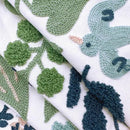 Alysheer Summer Floral Embroidered Decorative Throw Pillow Covers 18"x 18" Set of 2, Farmhouse Navy Blue Flowers Green Leaves Tufted Patterned Cotton Cushion Cases for Couch Bed Living Room Decor by CozyNest Decor