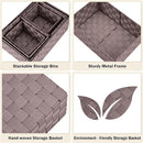 Woven Storage Baskets, Storage Bins, Cube Basket Container Baskets Storage Boxes Organizers for Clothes /Shelves/ Closet, Set of 6 (Brown) by TinyTreasures Baby Boutique