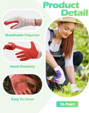 Irenare 16 Pairs Gardening Gloves Bulk for Women Breathable Rubber Coated Yard Garden Gloves Outdoor Protective with Grip by GreenHaven Gardens