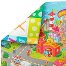 Baby Care Play Mat (Large, Playful - Zoo Town) 82'' x 55'' Original One-Piece Reversible Rollable Waterproof Play Mat for Infants, Babies, Toddler, and Kids by TinyTreasures Baby Boutique