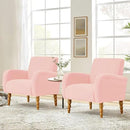 Chenille Fabric Accent Chair Set of 2, Upholstered Armchair with Solid Wood Legs, Modern Living Room Accent Chair, Comfy Single Sofa Chair Reading Club Chair for Bedroom Reception Lounge,Pink by CozyNest Decor