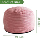 HIGOGOGO Round Stuffed Pouf Ottoman, Corduroy Poufs with Foam Chunk Filling, Furry and Fluffy Pouf Foot Stool Storage Ottoman, 26 X 18 Floor Poufs Foot Rest for Living Room, Pink by CozyNest Decor