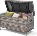 HOMREST Large Deck Box, Outdoor Wicker Storage Container with 240 Gallon, Patio Rattan Furniture for Garden Tools, Pillows, Pool, Brown by CozyNest Decor