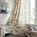 Sutuo Home Boho Curtain 96 Inches Length for Bedroom, Printed Cotton Linen Rod Pocket Semi Blackout Farmhouse Bohemian Tassels Window Treatment for Living Room, 1 Panel 59" W x 96" L, Green Forest by CozyNest Decor