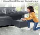 Naomi Home Transform Any Space: Sleeper Sectional Sofa with Convertible Sofa Bed & Inviting Chaise. Find Tranquil Comfort with Stress-Relieving Design & Durable Cushions - Dark Gray/Air Leather by CozyNest Decor