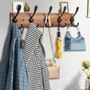 2pcs Coat Rack Wall Mount Wooden Hat Rack for Wall Hooks Pine Real Wood Plank 16.9" Brown Coat Hanger with 5 Triple Hooks for Hanging Coat Hat Jacket by CozyNest Decor
