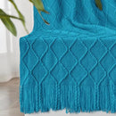 inhand Teal Throw Blanket for Couch and Bed, Soft Living Room Home Decor Knitted Twin Size Blanket, Outdoor Lightweight Breathable Summer Blanket, Farmhouse Warm Woven Decorative, 60"x80" by CozyNest Decor
