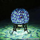 VOREEN Solar Gazing Ball, 10" Mosaic Glass Gazing Globe with Solar Light, Handmade Outdoor Yard Decor Sphere for Patio Lawn Garden, Gift for Mom Wife Friend, Peacock Feather Design (Blue) by CozyNest Decor