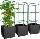 3 Packs 47 x 16 x 16 Inch Garden Tomato Cages with 17.7 Gallon Grow Bags- Square Plant Support Trellis Assembled with Planter Bags- Garden Cucumber Vegetables Frames for Vertical Climbing Plants by GreenHaven Gardens