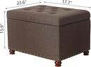 Joveco Storage Ottoman Linen Tufted Bench, Rectangular Footrest Footstool Coffee Table Seat for Living Room Bedroom, Coffee by CozyNest Decor