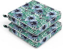 LVTXIII Patio Chair Cushions 22"x22"x3", Water-Repellent Outdoor Seat Cushions for Patio Furniture, Square Chair Pads with Ties for Home Garden Decoration, Set of 2, Blue Salmone Tropical by GreenHaven Gardens