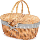 Happypicnic Wicker Picnic Basket with Handle, 15" Large Empty Picnic Basket with Lid & Removable Liner, Vintage Hand Woven Basket for Picnics, Camping, Veg Picking, Mother's Day, Thanksgiving (Check) by GreenHaven Gardens