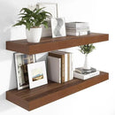 Heimlove 12 Inch Deep Floating Shelves, 48 x 12 inches Long Wall Shelf, Large Display Shelf & Storage Shelf, Rustic Wood Wall Shelves for Fireplace Mantel, Set of 2(Walnut) by CozyNest Decor
