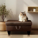 Ottoman Rectangular Storage Ottoman Bench, Faux Leather Footrest, Coffee Table, Stool Footstool with Hinged Lid for Living Room, Bedroom, Entryway, Brown, 28.5"x19"x17.5" by CozyNest Decor