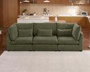 Oversized Modular Sofa, Extra Deep Cloud Chenille Sectional Couch with Ottoman Chaise, Fluffy Chenille 3 Seater Sofa for Living Room, Villa (Basic 3 Seater, Chenille Green) by CozyNest Decor