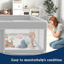 Baby Playpen 74x50 Inch, Playpen for Babies and Toddlers, Play Pen Indoor & Outdoor Active Center, Sturdy Safety Playard with Anti Slip Suction Cups, Skin-Friendly Fabric, Large Space Baby Fence by TinyTreasures Baby Boutique