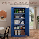 71" Metal Pantry Cabinet, Tall Kitchen Pantry Storage Cabinet with 4 Adjustable Shelves and Gold Handles, Blue Cupboard for Kitchen, Dining Room, Living Room by CozyNest Decor