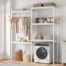 CABIHOME 5-Tier Over-The-Washer Shelf - Adjustable Height Laundry Organizer Space Saver, Double-Layer 100lb Shelves, 2 Hooks for Bathroom/Balcony (White) by CozyNest Decor