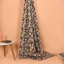 Handmade Cotton Throw Blanket 55x80 Inches | Black & Beige Floral Block Print Decorative Sofa Throw with Tassels | Large Lightweight Cotton Bedspread for Living Room, Couch, or Bedroom by CozyNest Decor